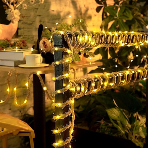 2m 5m 10m Flexible LED-Lichtstreifen Lichterketten 20/50/100 LEDs EL 17-Tasten-Fernbedienung 1 Stück Warmweiß Kreative Lichterketten Urlaub Hochzeit Terrasse Batteriebetrieben Image