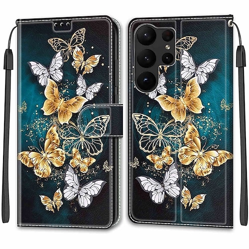 Handy Hülle Handyhüllen Für Samsung Galaxy S26 Ultra Plus S25 S24 S23 S22 S21 FE S21 Ultra Plus A54 A32 A22 Brieftaschenhülle Mit Ständer Magnetisch Vollschutz TPU PU-Leder Image