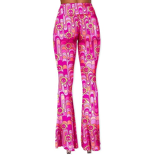 Hippie Scheibe Retro Vintage 1960er 1970er Disko Kumpel Funk Glockenhose Damen Kostüm Jahrgang Cosplay Freizeitskleidung Festival Hosen Schlager Outfit Image