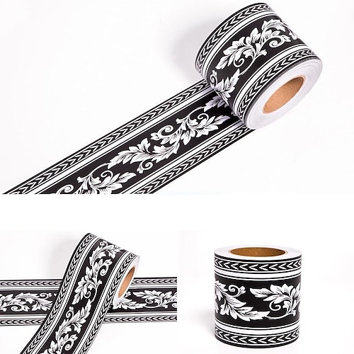 Coole Tapeten, geometrische Tapetenbordüre, Taillenwandbild, abziehen und aufkleben, selbstklebendes PVC/Vinyl, modernes Wandtattoo für Zimmer, 12 x 500 cm/4,72'' x 196,8'' Image