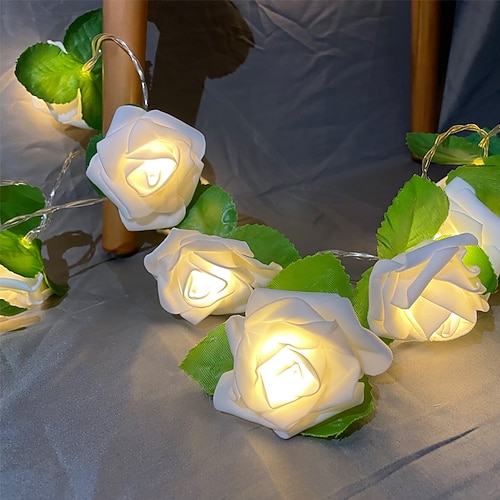 Rosenblumenblatt Feenlichter Lichterkette 3M-20LEDs 1,5M-10LEDs Hochzeitsgarten Party Feiertagslichterdekoration Batterie- oder USB betrieben Image