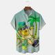 St.Patrick's Day Coconut Tree Casual Herrenhemd Outdoor Street Casual Daily Sommer Turndown Kurzarm Gelb Rot S M L