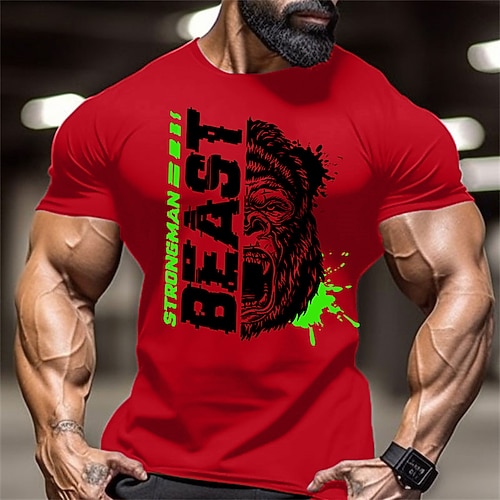 Beast Strongman Grafik-T-Shirt für Männer - Fitness Gym Workout Kurzarm Tee