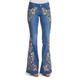 Damen Jeans Denim Blumen Dunkelblau Hellblau Modisch Mittlere Taillenlinie In voller Länge Strasse Täglich Herbst Winter