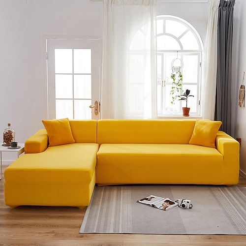 Stretch-Sofabezug, Schonbezug, weinrot, elastisch, Sofagarnitur, Sessel, Loveseat, 4- oder 4- oder 3-Sitzer, L-Form, graublau, einfarbig, weich, strapazierfähig, waschbar Image