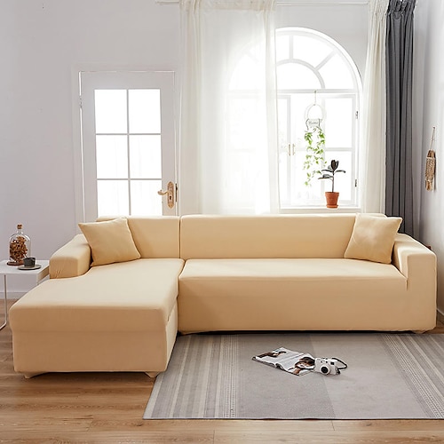 Stretch-Sofabezug, Schonbezug, weinrot, elastisch, Sofagarnitur, Sessel, Loveseat, 4- oder 4- oder 3-Sitzer, L-Form, graublau, einfarbig, weich, strapazierfähig, waschbar Image