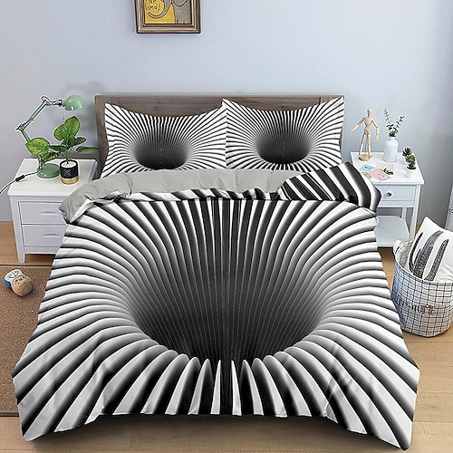 3D-Bettwäsche-Vortex-Druck-Druck-Bettbezug, Bettwäsche-Sets, Bettdeckenbezug mit 1 Druck-Druck-Bettbezug oder Bettdecke, 2 Kissenbezüge für Doppelbett/Queen/King Image