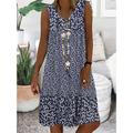 Damen Minikleid A-Linie Kleid Lässiges Kleid Petite Kleid Shift-Kleid Mode Basic Klassisch Outdoor Urlaub Party Reguläre Passform Floral Ditsy Floral Ärmellos V-Ausschnitt Blau Braun Grün Sommer