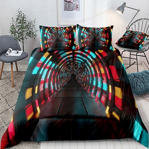 3-teiliges 3D-Vortex-Bettbezug-Set, Hotelbettwäsche-Sets, Bettdeckenbezug mit weicher, leichter Mikrofaser, 1 Bettbezug, 2 Kissenbezüge für Doppel-/Queen-/King-Size-Betten (1 Kissenbezug für Twin/Einzelbett). Image