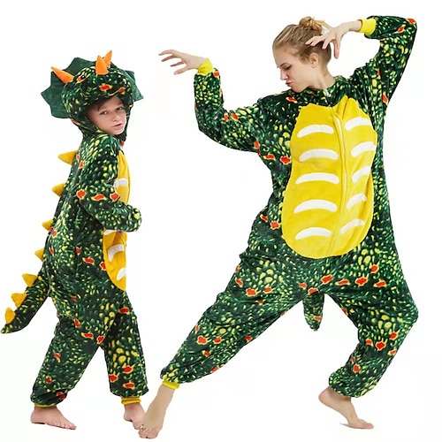 Karnevalskostüm Tier Dinosaurier Löwe Karneval Kigurumi-Pyjamas Ausgefallene Kostüme Gruppenkostüm Warm Niedlich Bequem Kinder Erwachsene Unisex Männer und Frauen Jungen und Mädchen Weihnachten Image