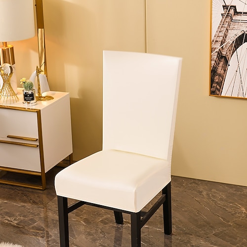 Stuhlbezug aus PU-Leder, weinrot, wasserdicht, dehnbar, Stuhlschutzbezug, Sitzbezug mit Gummiband für Esszimmer, Hochzeit, Heimdekoration Image