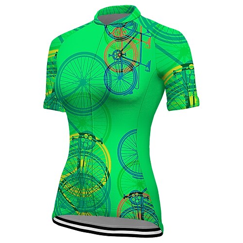 Damen Radtrikot Grafik Lustig Kurzarm Fahhrad Trikot Oberteil mit 3 Gesäßtaschen Mountainbike MTB Straßenradsport Schnelltrocknend Reflektierende Streifen Rückentasche Feuchtigkeitsableitend Sport Image