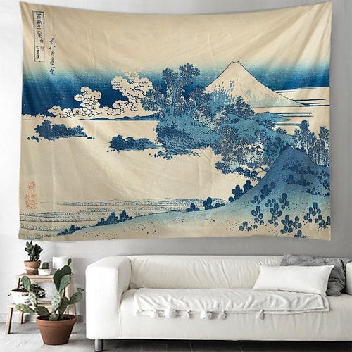 Ukiyo-e japanischer Kunst-Hängeteppich, Architektur-Wellen-Wandkunst, großer Wandteppich, Wanddekoration, Fotografie, Hintergrund, Decke, Vorhang, Zuhause, Schlafzimmer, Wohnzimmer, Dekoration Image