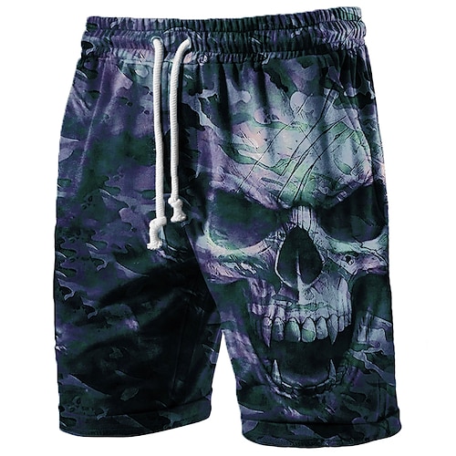 Herren Schädel Grafikdruck Kostüme Aktive Sweatshorts Frottee-Shorts Mittlere Taille Mode Streetwear Klassischer Stil Sport Outdoor Casual Daily Zugband Elastischer Bund Druck Designer Kleidung Image