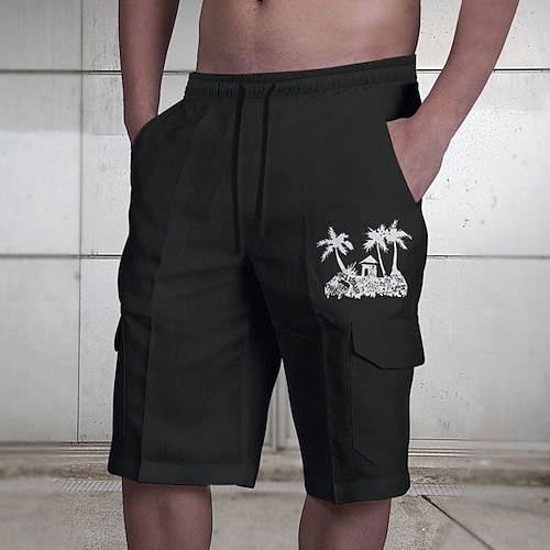 Herren Kokospalme Grafikdrucke Cargo-Shorts Sommershorts Mittlere Taille Streetwear Designer Lässig Täglich Ferien Kordelzug Elastischer Bund Druck Designer Bekleidung Image