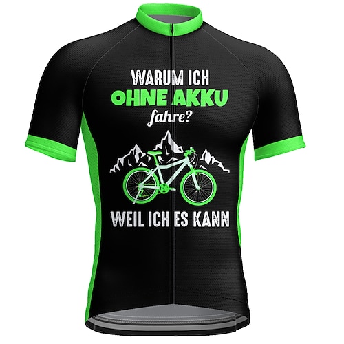 Herren Radtrikot Grafik Buchstaben Zahlen Lustig Kurzarm Fahhrad Trikot Oberteil mit 3 Gesäßtaschen Mountainbike MTB Straßenradsport Schnelltrocknend Reflektierende Streifen Rückentasche Image