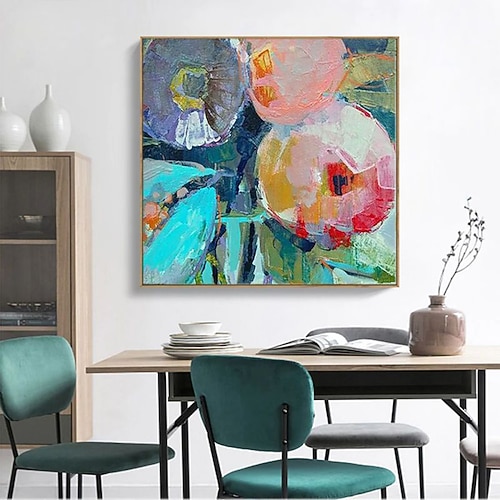 Handgefertigtes Ölgemälde auf Leinwand, Wandkunst, Dekoration, moderne abstrakte Blumen für Heimdekoration, gerollt, rahmenlos, ungedehnt Image