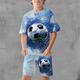 Jungen 3D Graphic Fußball T-Shirt Shorts T-Shirt-Set Kleidungsset Kurzarm 3D-Drucke Sommer Frühling Aktiv Sport Modisch Polyester kinderkleidung 3-13 Jahre Outdoor Strasse Urlaub Regular Fit