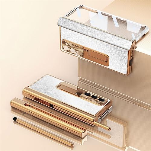 Handyhülle mit Stift für Samsung Galaxy Z Fold 6 Z Fold 5 Z Fold 4 Z Fold 3 Rückseite mit Ständer und Displayschutz Stifthalter PC Metall PU-Leder Image