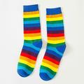 Socken, Unisex, 100 % Baumwolle, Regenbogen-gestreifte Socken, bequemamp; atmungsaktive Mittelschlauchsocken, Damenstrümpfeamp; Strumpfwaren