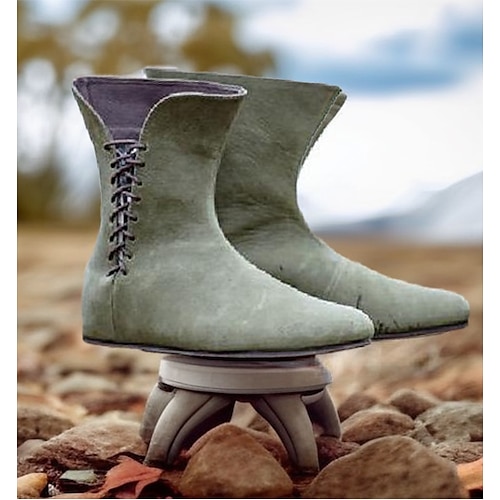 Vintage Mittelalterlich Renaissance Schuhe Flache Jazzstiefel Turnschuhe Pirat Ritter Wikinger Ranger Elfen Bogenschießen Einfarbig Kostüm Herren Unisex Keltisch Seeräuber Fantasie Halloween Karneval Image