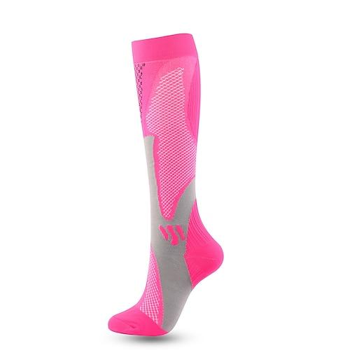 Herren Socken Kompressionssocken Radsocken Übung im Freien Fahhrad / Radsport Atmungsaktiv Weich Schweißableitend 1 Paar Graphic Streifen Nylon Schwarz Weiß Rosa S L-XL XXL / elastisch