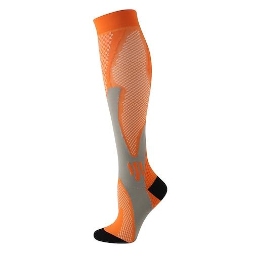 Herren Socken Kompressionssocken Radsocken Übung im Freien Fahhrad / Radsport Atmungsaktiv Weich Schweißableitend 1 Paar Graphic Streifen Nylon Schwarz Weiß Rosa S L-XL XXL / elastisch
