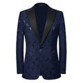 Herren-Jacquard-Blazer mit Rosenblütenmuster für Hochzeit, Party, maßgeschneiderte Passform, normale Passform, Pflanzendruck, Schwarz, Weiß, Rot, Dunkelblau, 2024