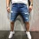 Herren Jeans Jeans-Shorts Jeans in dunkler Waschung Kurze Jeans Tasche Zerrissen Glatt Komfort tragbar Knielänge Täglich Festtage Ausgehen Denim Stilvoll Klassisch Dünn Blau