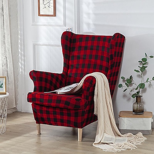 Stretch Ohrensesselbezug Ohrensesselbezüge mit Sitzkissenbezug Spandex Jacquard Ohrensesselbezüge für Ikea Strandmon Chair Image