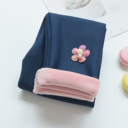 Baby Mädchen Gamaschen Blumen Kuschelig Outdoor Baumwolle 3-7 Jahre Herbst Schwarz Rosa Marineblau Image