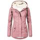 Damen Parka Strasse Normal Freizeitskleidung Herbst Winter Lang Mantel Lose Alltag Sport Jacken Langarm Volltonfarbe Reißverschluss Tasche Purpur Rosa Wein / Daunenjacken Parkas / Wasserdicht