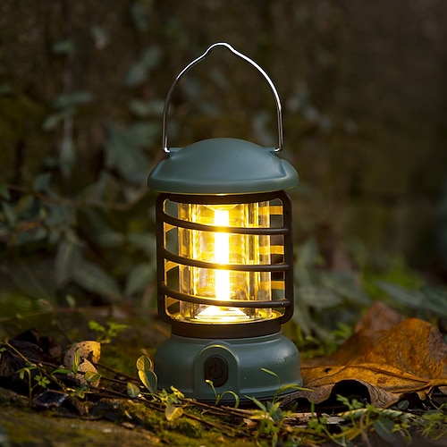 Frogued Campinglicht tragbare Retro-Lampe Licht Drehschalter USB aufladen Campingzelt Reiselicht Vintage Außenbeleuchtung Image