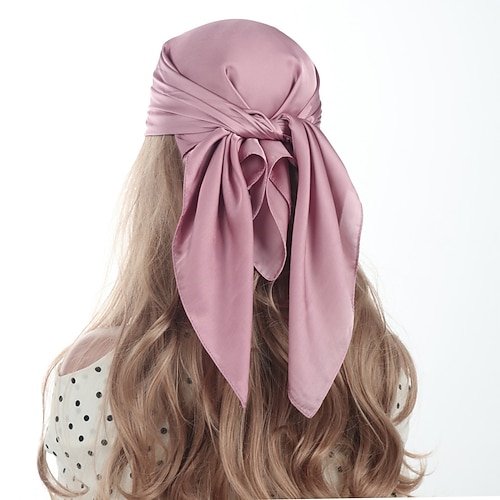 Kopf Haar Schal Wie Satin Seide Schal Schlaf Haar Wickeln für Königs Tag Lässig Täglich Orange Einfarbig 27,5 für Frauen Image