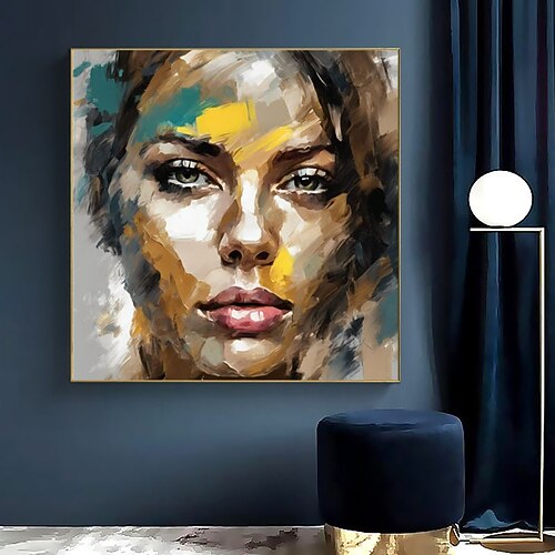 Handgemacht Hang-Ölgemälde Handgemalte Quadratisch Abstrakt Menschen Modern Ohne Innenrahmen (ohne Rahmen) Image