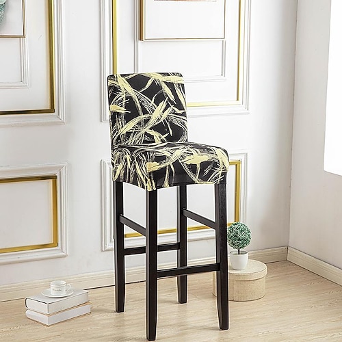 Stretch-Bezug für Barhocker Stuhlhussen, Kneipen-Thekenhocker, Stuhlbezug für Esszimmer, Café, Möbel, Sitzbezug, Stretch-Schutz, rutschfest, mit elastischem Boden Image