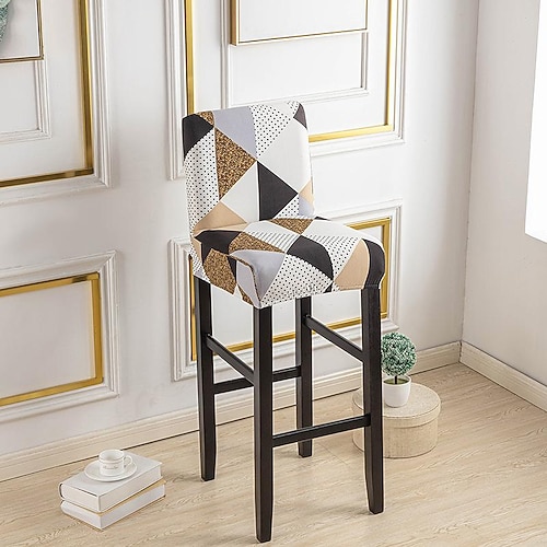 Stretch-Bezug für Barhocker Stuhlhussen, Kneipen-Thekenhocker, Stuhlbezug für Esszimmer, Café, Möbel, Sitzbezug, Stretch-Schutz, rutschfest, mit elastischem Boden