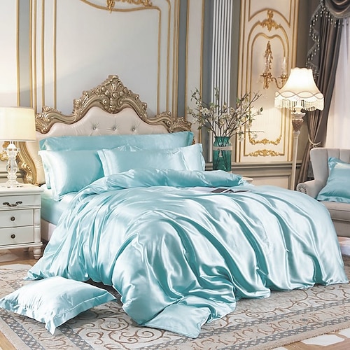 Fleckseide Bettbezug Bettwäsche-Sets Bettbezug mit 1 Bettbezug oder Bettdecke, 1 Blatt, 2 Kissenbezüge für Doppelbett/Königin/König (1 Kissenbezug für Zwilling/Einzelbett) Image