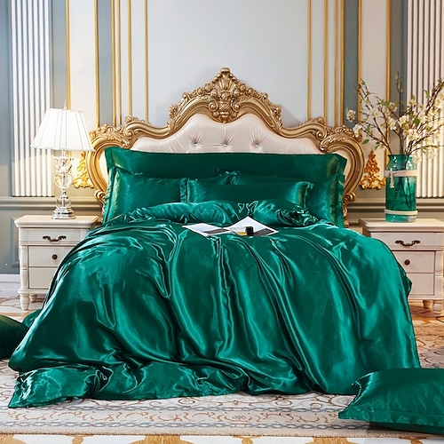 Fleckseide Bettbezug Bettwäsche-Sets Bettbezug mit 1 Bettbezug oder Bettdecke, 1 Blatt, 2 Kissenbezüge für Doppelbett/Königin/König (1 Kissenbezug für Zwilling/Einzelbett) Image