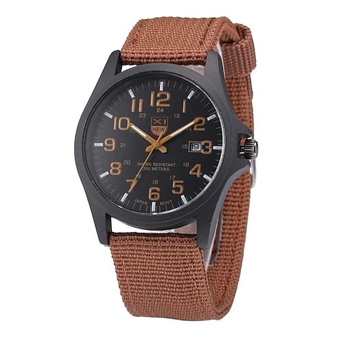 Quarz-Uhr Geschenk für Männer Analoge Quarz-Canvas-Armbanduhr Männer Freizeit Auto Datum Quarz Uhr Militär Armee Grün Uhr Einfache Analoge Sport Herren Armbanduhr