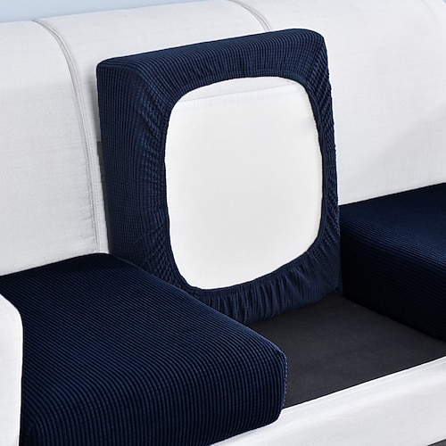 Stretchsofa Sitzkissenbezug Schonbezug elastisch Couch Sessel Loveseat 4 oder 3 Sitzer grau einfarbig massiv weich strapazierfähig waschbar Image