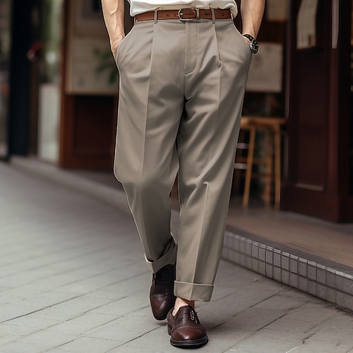 Herren Hose Anzughose Freizeithose Fronttasche Einfach Komfort Atmungsaktiv Hochzeit Lässig Täglich Mode Basic Schwarz Weiß Image