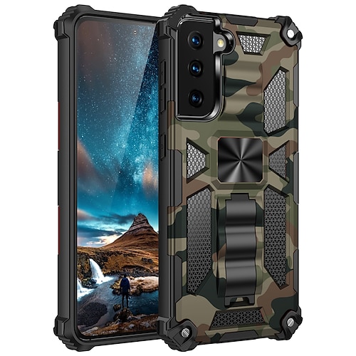 Handy Hülle Handyhüllen Für Samsung Galaxy S26 Ultra Plus S25 S24 S23 S22 S21 FE S21 Ultra Plus A14 A34 A54 Robust Vollschutz Ständer Militärschutz Tarnung TPU Image