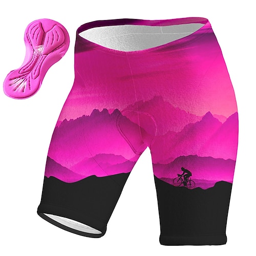 Damen Grafik Fahrradhose Fahhrad Gepolsterte Shorts / Chamois Unterteile Mountainbike MTB Straßenradsport Sport 3D-Polster Radfahren Schnelltrocknend Feuchtigkeitsableitend Rosa Orange Spandex Image