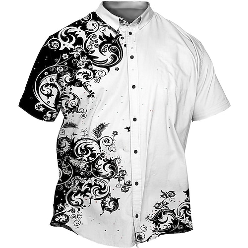 Herren Übergröße Hawaiihemd Sommerhemd Groß und hoch Grafik-Drucke Umlegekragen Bedruckt Kurzarm Frühling Sommer Tropisch Modisch Hawaiianisch Outdoor Strasse Oberteile Image