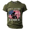 Don't Let The Old Man In American Flag Daily Designer Retro Vintage Herren T-Shirt mit 3D-Druck, T-Shirt, Sport, Outdoor, Urlaub, Ausgehen, T-Shirt, Schwarz, Marineblau, Braun, Kurzarm-T-Shirt mit