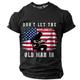 Don't Let The Old Man In American Flag Daily Designer Retro Vintage Herren T-Shirt mit 3D-Druck, T-Shirt, Sport, Outdoor, Urlaub, Ausgehen, T-Shirt, Schwarz, Marineblau, Braun, Kurzarm-T-Shirt mit