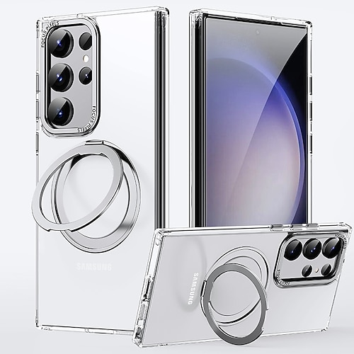 Handy Hülle Handyhüllen Für Samsung Galaxy S25 S24 S23 Ultra Plus Magnetische Adsorption Mit Magsafe Mit Ständer Magnetisch Vollschutz TPU Image
