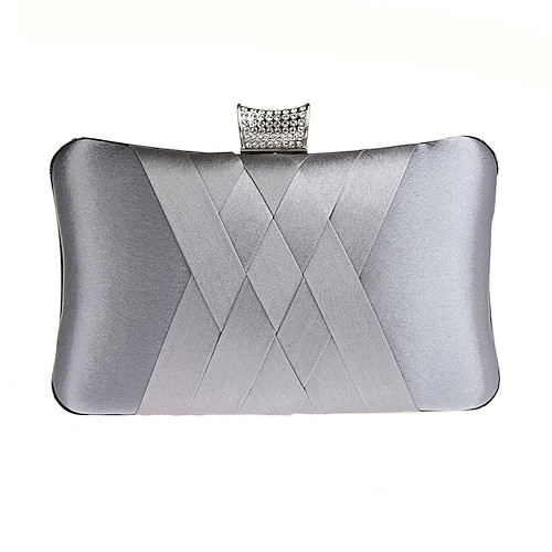 Abend-Clutch aus Satin für Damen – elegante lila Handtasche mit Strassverschluss für Hochzeiten, Partys und formelle Anlässe