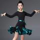 Latein-Tanz Tanzkleidung für Kinder Kleid Horizontal gerüscht Kombination Mädchen Leistung Langarm Hoch Nylon